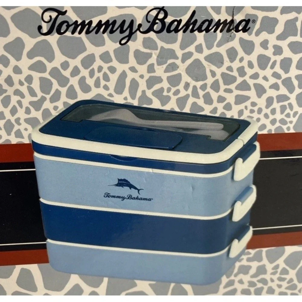 Tommy Bahama Bento Box 3-Tier Partitioned Leakproof Lunch Storage New in Box